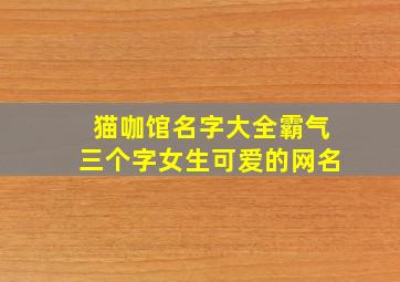 猫咖馆名字大全霸气三个字女生可爱的网名