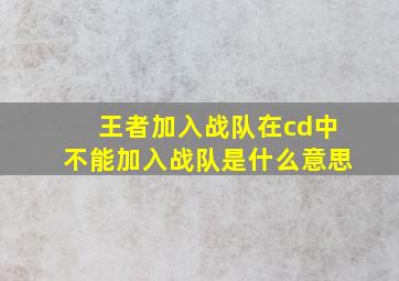 王者加入战队在cd中不能加入战队是什么意思