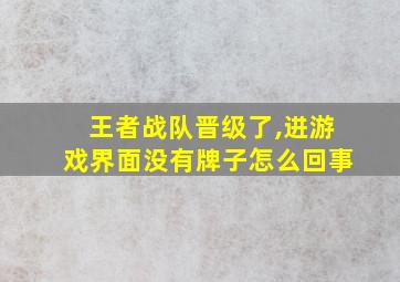 王者战队晋级了,进游戏界面没有牌子怎么回事