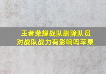 王者荣耀战队删除队员对战队战力有影响吗苹果