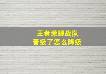 王者荣耀战队晋级了怎么降级