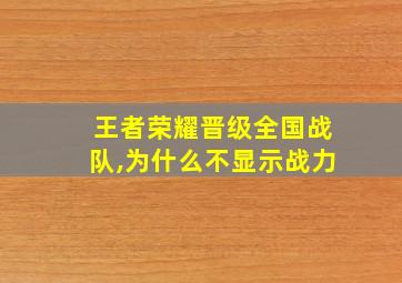 王者荣耀晋级全国战队,为什么不显示战力