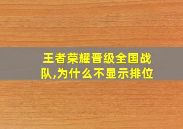 王者荣耀晋级全国战队,为什么不显示排位