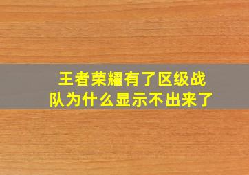 王者荣耀有了区级战队为什么显示不出来了