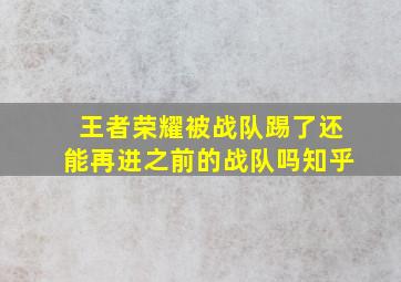 王者荣耀被战队踢了还能再进之前的战队吗知乎