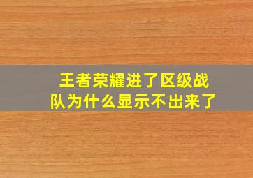 王者荣耀进了区级战队为什么显示不出来了