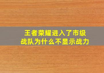 王者荣耀进入了市级战队为什么不显示战力