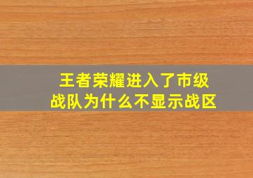 王者荣耀进入了市级战队为什么不显示战区