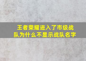 王者荣耀进入了市级战队为什么不显示战队名字