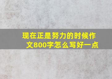 现在正是努力的时候作文800字怎么写好一点