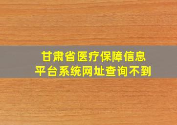 甘肃省医疗保障信息平台系统网址查询不到