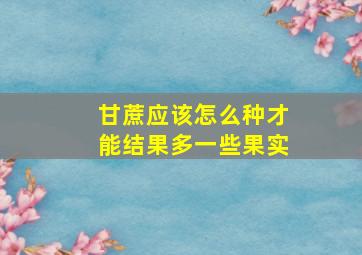 甘蔗应该怎么种才能结果多一些果实