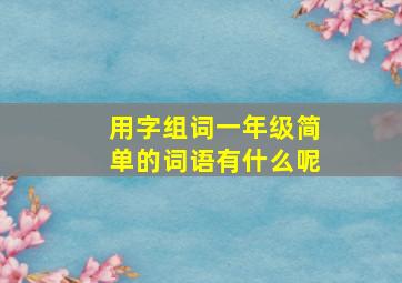 用字组词一年级简单的词语有什么呢