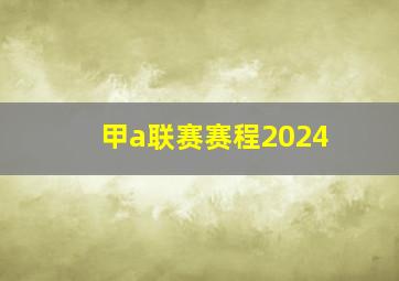 甲a联赛赛程2024