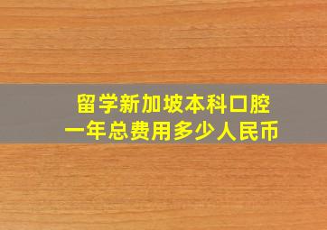 留学新加坡本科口腔一年总费用多少人民币