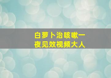 白萝卜治咳嗽一夜见效视频大人