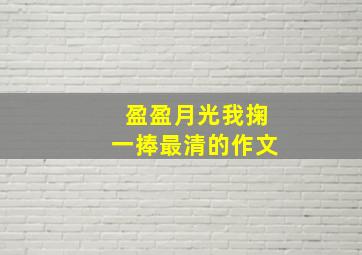 盈盈月光我掬一捧最清的作文