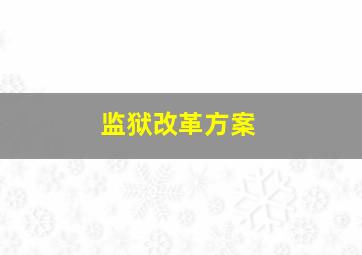 监狱改革方案