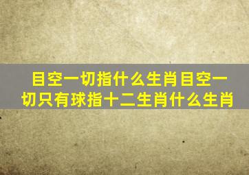 目空一切指什么生肖目空一切只有球指十二生肖什么生肖