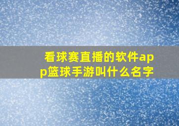 看球赛直播的软件app篮球手游叫什么名字