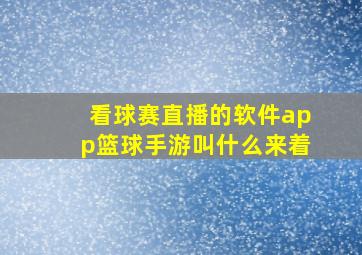 看球赛直播的软件app篮球手游叫什么来着