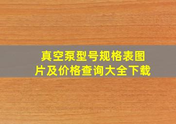 真空泵型号规格表图片及价格查询大全下载