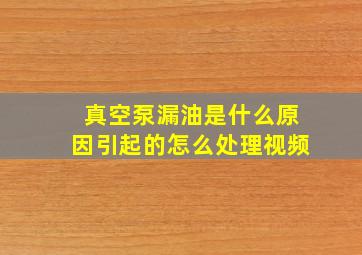 真空泵漏油是什么原因引起的怎么处理视频