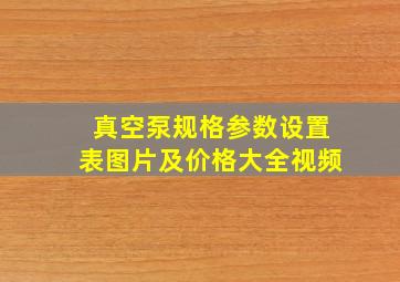 真空泵规格参数设置表图片及价格大全视频