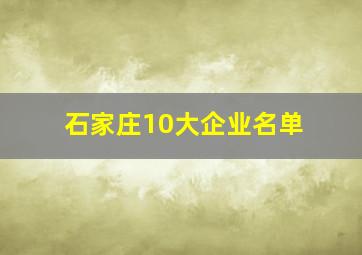 石家庄10大企业名单