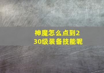 神魔怎么点到230级装备技能呢