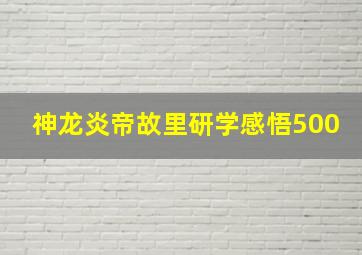 神龙炎帝故里研学感悟500