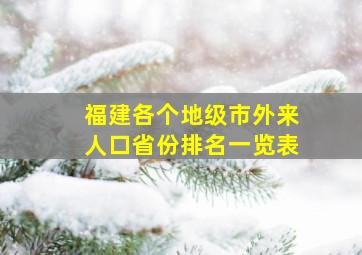 福建各个地级市外来人口省份排名一览表