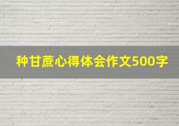 种甘蔗心得体会作文500字