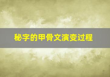 秘字的甲骨文演变过程