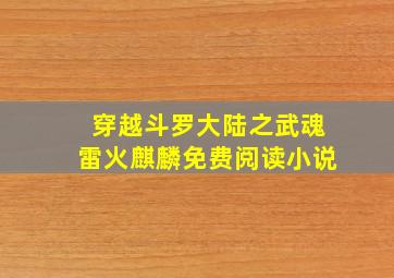 穿越斗罗大陆之武魂雷火麒麟免费阅读小说