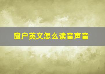 窗户英文怎么读音声音