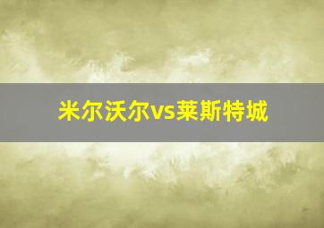 米尔沃尔vs莱斯特城