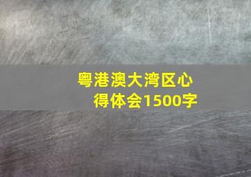 粤港澳大湾区心得体会1500字