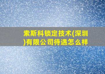 索斯科锁定技术(深圳)有限公司待遇怎么样