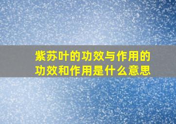 紫苏叶的功效与作用的功效和作用是什么意思