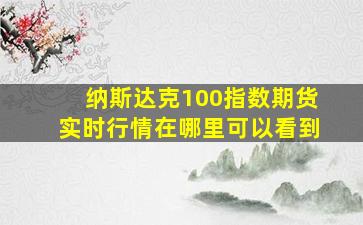 纳斯达克100指数期货实时行情在哪里可以看到