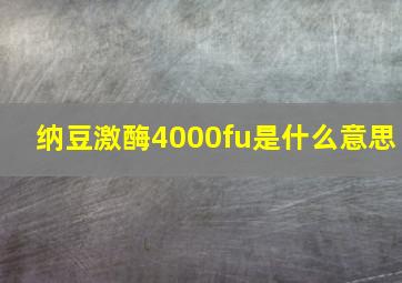 纳豆激酶4000fu是什么意思