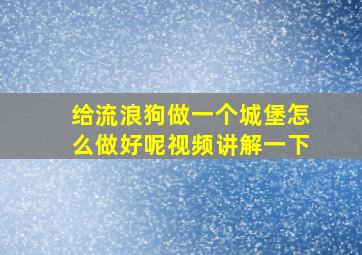 给流浪狗做一个城堡怎么做好呢视频讲解一下