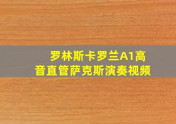 罗林斯卡罗兰A1高音直管萨克斯演奏视频