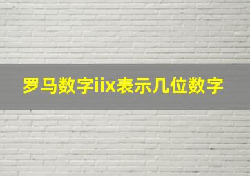 罗马数字iix表示几位数字