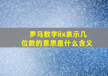 罗马数字iix表示几位数的意思是什么含义