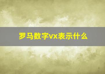 罗马数字vx表示什么