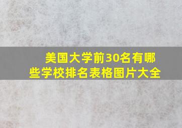 美国大学前30名有哪些学校排名表格图片大全