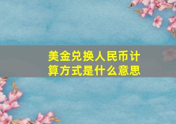 美金兑换人民币计算方式是什么意思