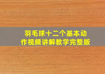 羽毛球十二个基本动作视频讲解教学完整版